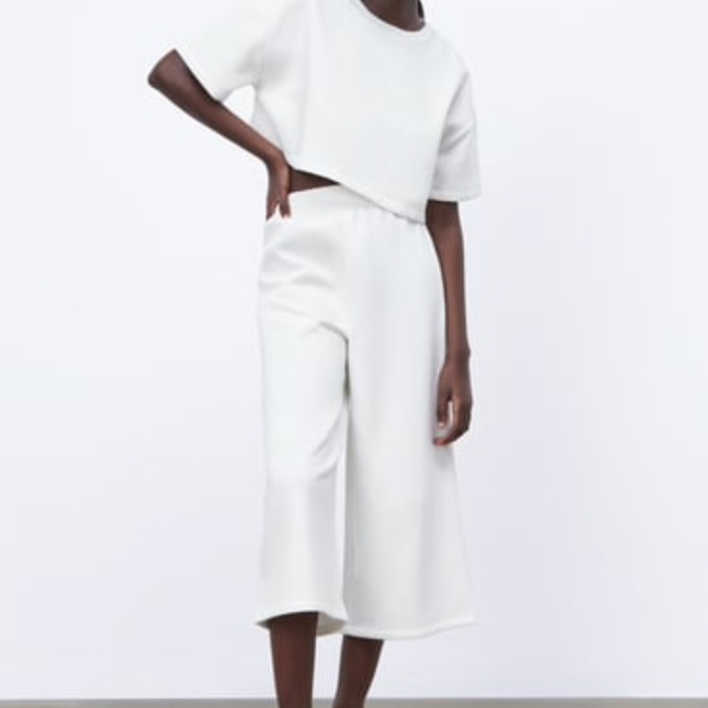 Zara Crop Wide Leg Plush Sweatpants